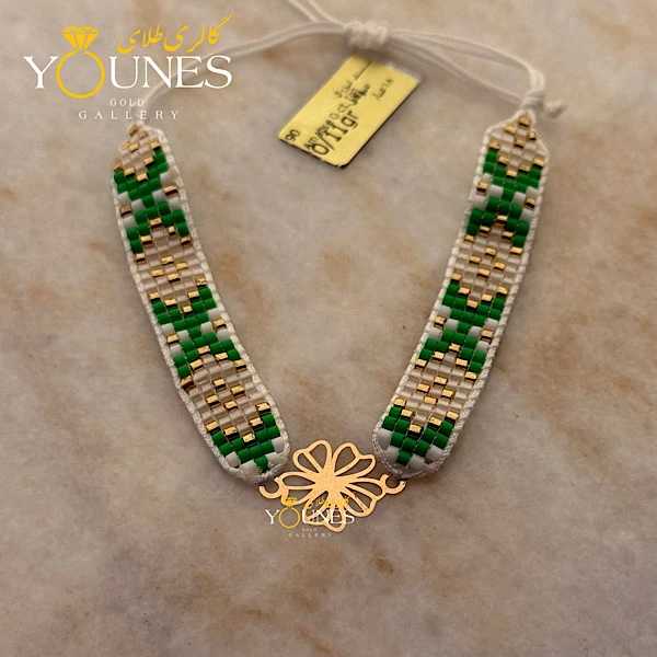 دستبند سبز میوکی گل طلا